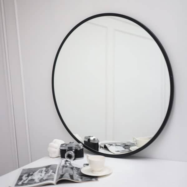 Grote Zwarte Ronde Spiegel - 80 cm